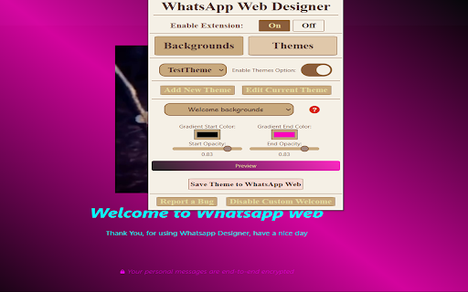 Whatsapp Web Designer  from Chrome web store to be run with OffiDocs Chromium online Whatsapp Web Designer  from Chrome web store to be run with OffiDocs Chromium online