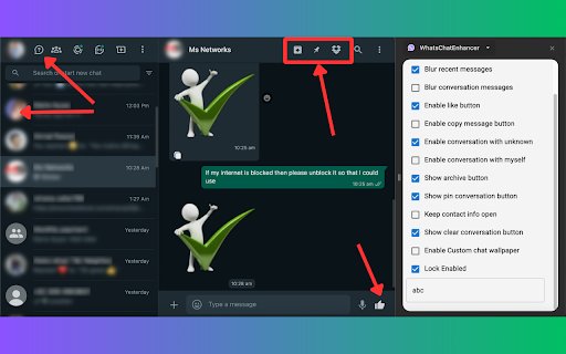 WhatsChatEnhancer  from Chrome web store to be run with OffiDocs Chromium online