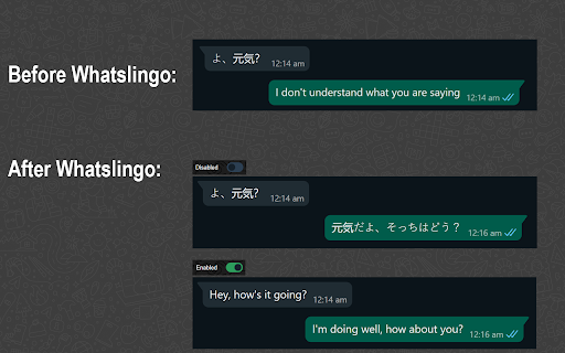 WhatsLingo WhatsApp Chats AI Translator  from Chrome web store to be run with OffiDocs Chromium online