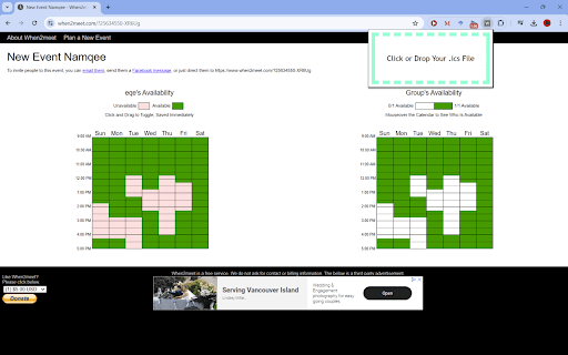 When2Meet Filler from Chrome web store to be run with OffiDocs Chromium online When2Meet Filler from Chrome web store to be run with OffiDocs Chromium online