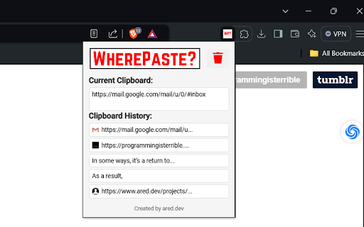WherePaste?  from Chrome web store to be run with OffiDocs Chromium online