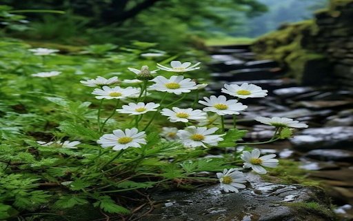 White chrysanthemum wallpaper  from Chrome web store to be run with OffiDocs Chromium online