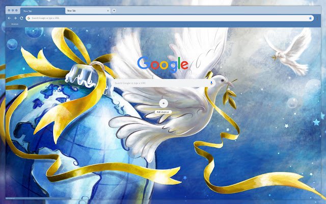 Paloma blanca con cinta dorada de la tienda web de Chrome que se ejecutará con OffiDocs Chromium en línea