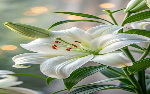 White lilies in full bloom Wallpaper  from Chrome web store to be run with OffiDocs Chromium online