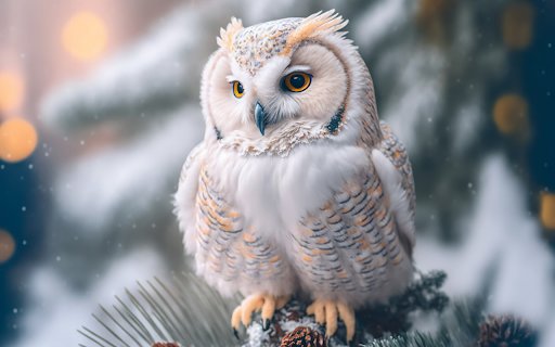 White Owl in a Sparkling Snow Scene  from Chrome web store to be run with OffiDocs Chromium online