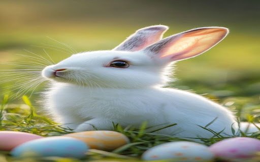 white rabbit on grass wallpaper  from Chrome web store to be run with OffiDocs Chromium online