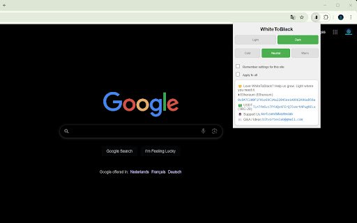 WhiteToBlack  from Chrome web store to be run with OffiDocs Chromium online