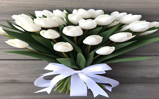 White tulip bouquet wallpaper  from Chrome web store to be run with OffiDocs Chromium online