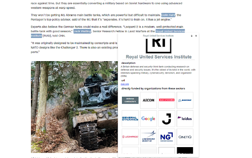 WhoFundsWho  from Chrome web store to be run with OffiDocs Chromium online