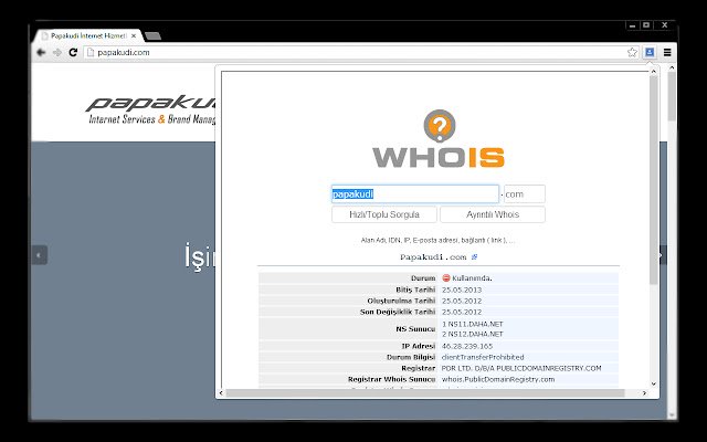 Whois Checker von Ugur KAZDAL aus dem Chrome-Webshop, der mit OffiDocs Chromium online ausgeführt werden soll