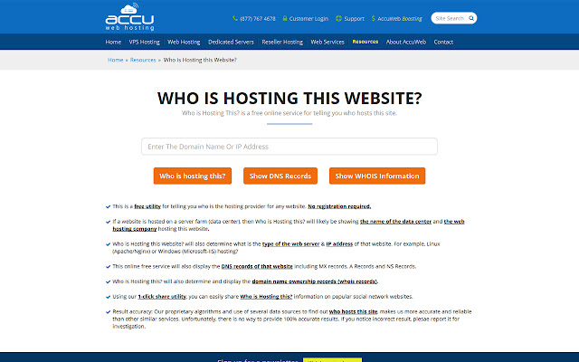 Who is Hosting this Website?  from Chrome web store to be run with OffiDocs Chromium online