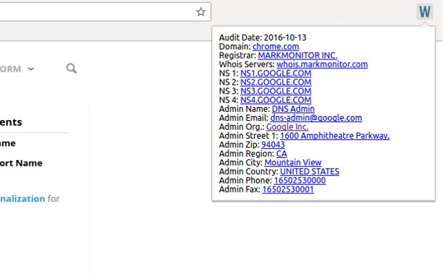 Whoisology מחנות האינטרנט של Chrome להפעלה עם OffiDocs Chromium באינטרנט