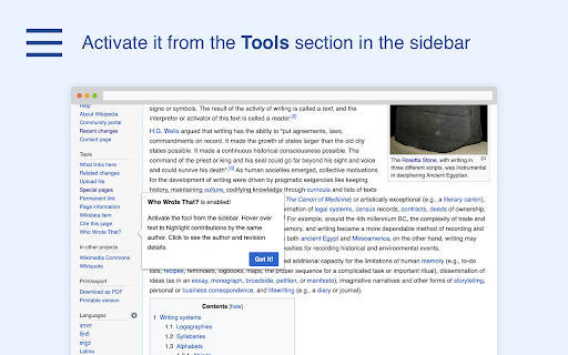 Who Wrote That?  from Chrome web store to be run with OffiDocs Chromium online