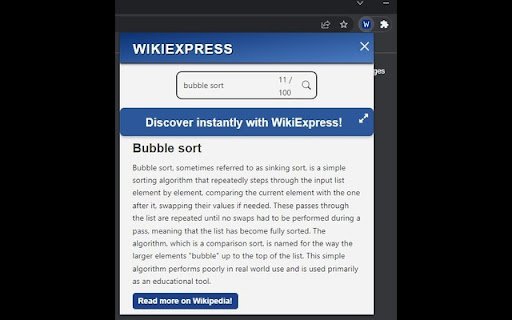 WikiExpress  from Chrome web store to be run with OffiDocs Chromium online