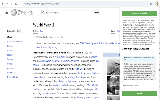 Wikipedia AI Helper  from Chrome web store to be run with OffiDocs Chromium online
