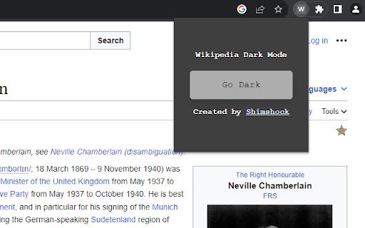 Wikipedia Darkmode  from Chrome web store to be run with OffiDocs Chromium online