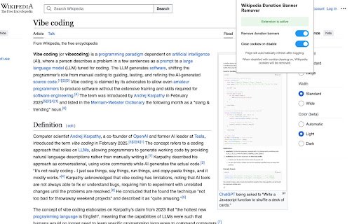 Wikipedia Donation Banner Remover from Chrome web store to be run with OffiDocs Chromium online Wikipedia Donation Banner Remover from Chrome web store to be run with OffiDocs Chromium online