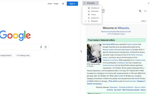 Wikipedia SidePanel by NNT  from Chrome web store to be run with OffiDocs Chromium online