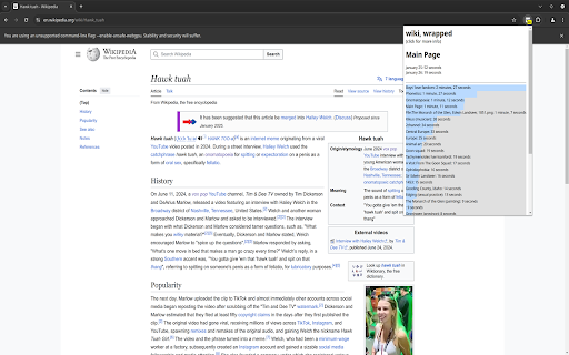 Wikipedia Wrapped  from Chrome web store to be run with OffiDocs Chromium online