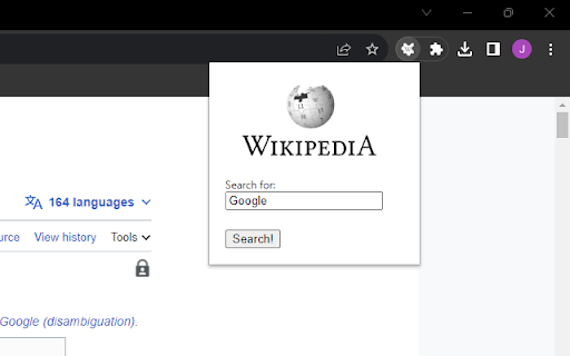 Wiki Search  from Chrome web store to be run with OffiDocs Chromium online