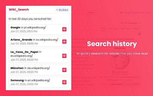 WikiSearch  from Chrome web store to be run with OffiDocs Chromium online