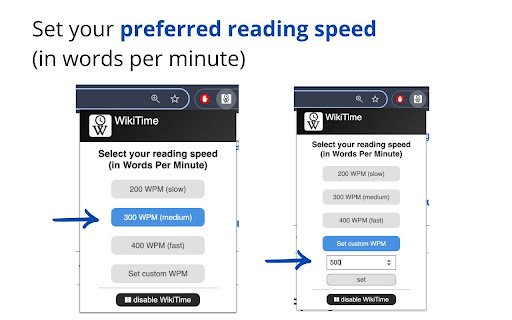 WikiTime Reading time for Wikipedia  from Chrome web store to be run with OffiDocs Chromium online