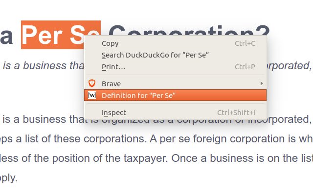 Wikitionary word definition lookup  from Chrome web store to be run with OffiDocs Chromium online