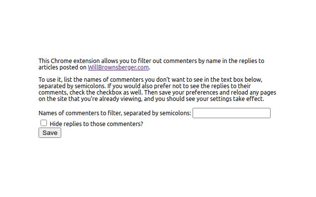 Le filtre WillBrownsberger.com de la boutique en ligne Chrome doit être exécuté avec OffiDocs Chromium en ligne
