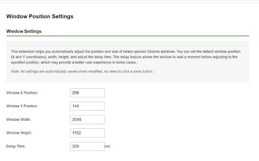 Window Position Manager  from Chrome web store to be run with OffiDocs Chromium online