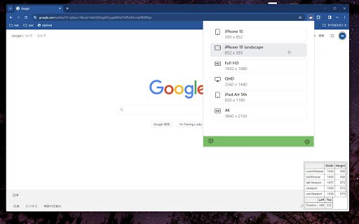 Window Resize Presetter  from Chrome web store to be run with OffiDocs Chromium online