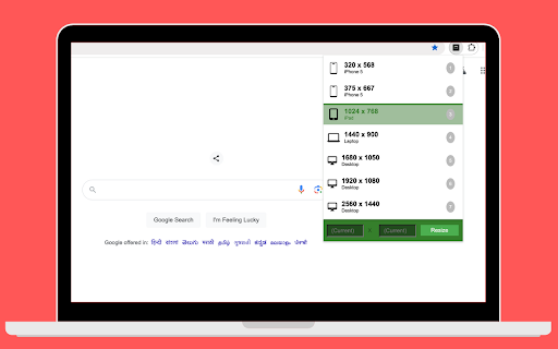 WindowResizer  from Chrome web store to be run with OffiDocs Chromium online