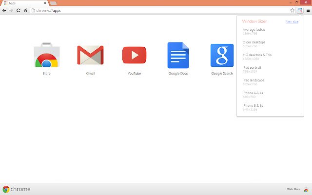 Window Sizer de la boutique en ligne Chrome à exécuter avec OffiDocs Chromium en ligne