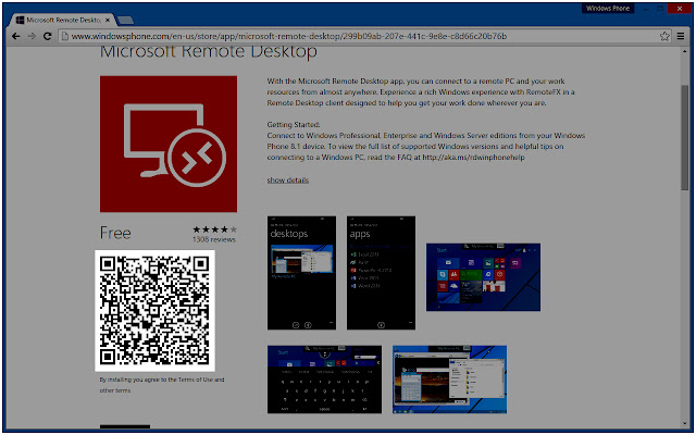 Windows Phone Store QR de Chrome web store se ejecutará con OffiDocs Chromium en línea