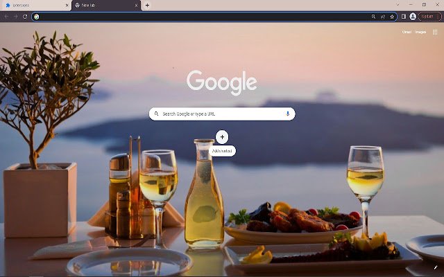 Bicchieri da vino sul tavolo all'aperto Tema del browser dal web store di Chrome da eseguire con OffiDocs Chromium online