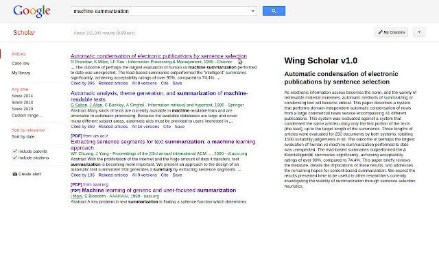 Supliment rezumat Wing Scholar din magazinul web Chrome pentru a fi rulat cu OffiDocs Chromium online