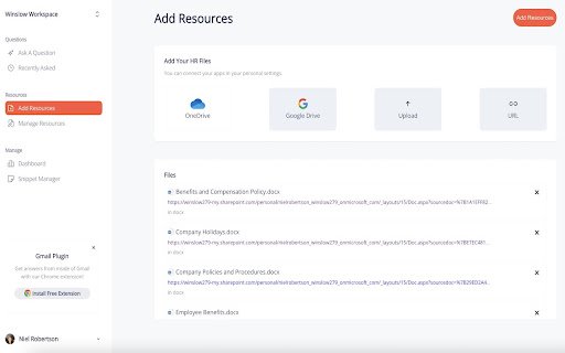Winslow HR Gmail Extension  from Chrome web store to be run with OffiDocs Chromium online