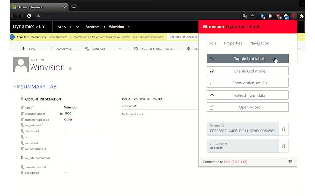 Winvision Dynamics 365 CRM Tools از فروشگاه وب کروم برای اجرا با OffiDocs Chromium به صورت آنلاین