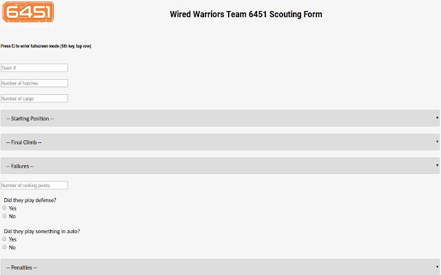 Wired Warriors 6451 Scouting Form  from Chrome web store to be run with OffiDocs Chromium online