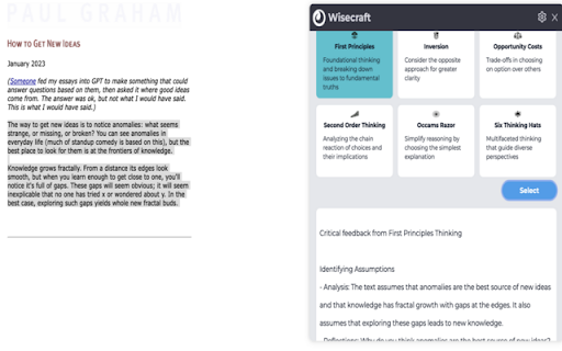 Wisecraft  from Chrome web store to be run with OffiDocs Chromium online