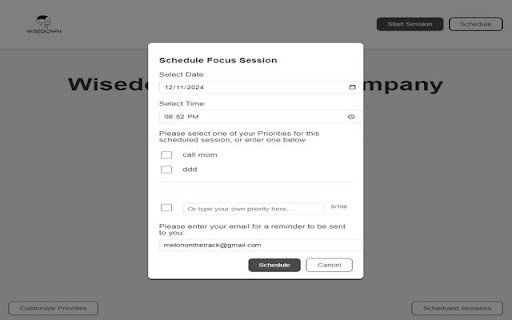 Wisedown Focus Guide  from Chrome web store to be run with OffiDocs Chromium online