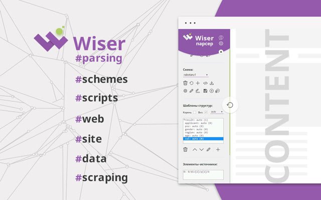 Chrome വെബ് സ്റ്റോറിൽ നിന്നുള്ള Wiser parser, OffiDocs Chromium ഓൺലൈനിൽ പ്രവർത്തിക്കും