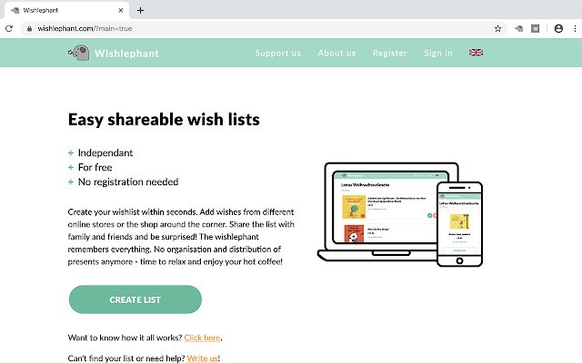 Wishlephant  from Chrome web store to be run with OffiDocs Chromium online