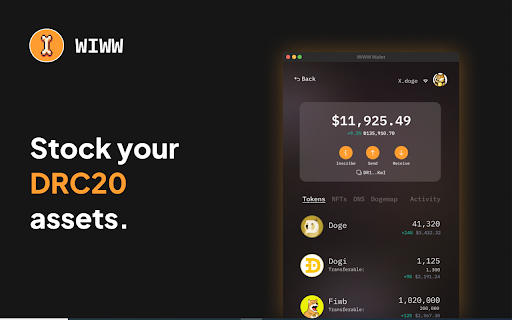 WIWW DRC20 Wallet  from Chrome web store to be run with OffiDocs Chromium online