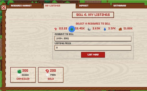 Wolf Game Resource Market  from Chrome web store to be run with OffiDocs Chromium online