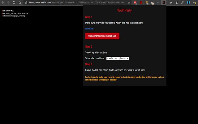 Wolf Party Lagless Netflix Party dari toko web Chrome untuk dijalankan dengan OffiDocs Chromium online