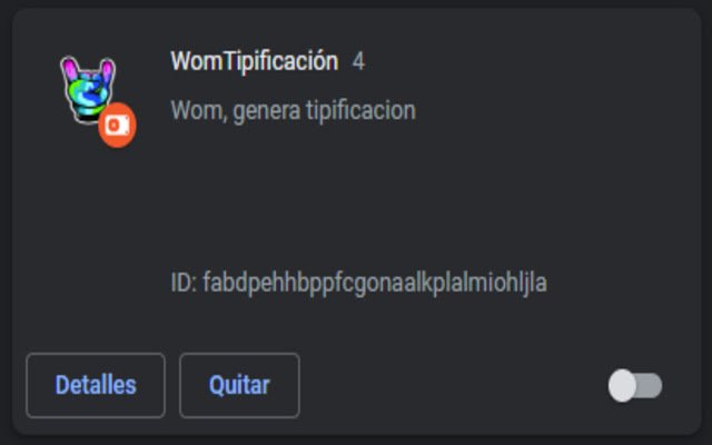 WomTipificación  from Chrome web store to be run with OffiDocs Chromium online