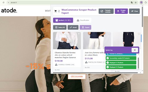 WooCommerce Scraper Product Export  from Chrome web store to be run with OffiDocs Chromium online