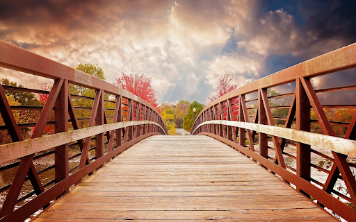 Wooden bridge across the river  from Chrome web store to be run with OffiDocs Chromium online