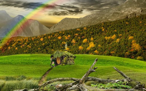 Wooden hut covered with green  from Chrome web store to be run with OffiDocs Chromium online
