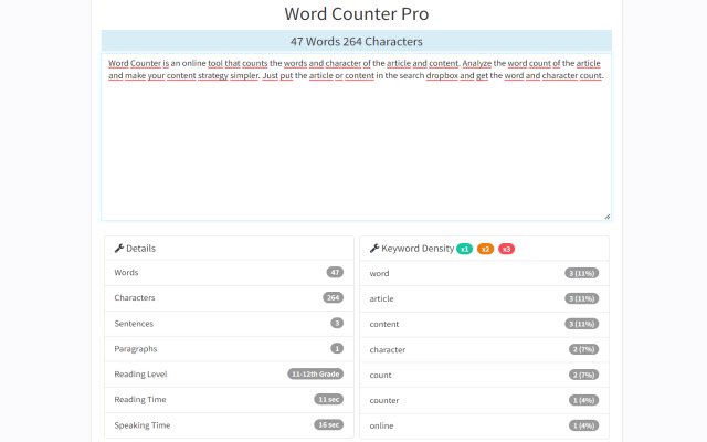 Word Counter para sa Google Chrome mula sa Chrome web store na tatakbo sa OffiDocs Chromium online